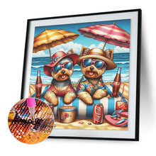 Load image into Gallery viewer, Diamond Painting - Full Round - Dog Sunbathing on the Beach (30*30CM)
