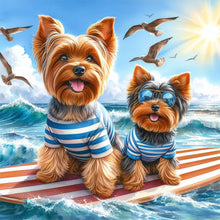 Load image into Gallery viewer, Diamond Painting - Full Round - Two Surfing Puppies (30*30CM)
