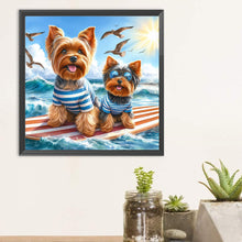 Load image into Gallery viewer, Diamond Painting - Full Round - Two Surfing Puppies (30*30CM)