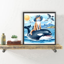 Load image into Gallery viewer, Diamond Painting - Full Round - Cat Sitting on a Whale (30*30CM)