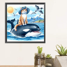 Load image into Gallery viewer, Diamond Painting - Full Round - Cat Sitting on a Whale (30*30CM)