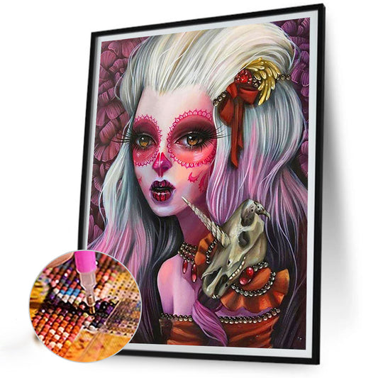 Diamond Painting - Full Round - White Hair Big Eyes Horror Girl (40*50CM)