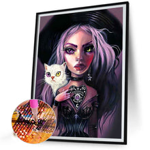 Load image into Gallery viewer, Diamond Painting - Full Round - Big Eyes Horror Girl and Cat (40*50CM)