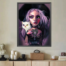 Load image into Gallery viewer, Diamond Painting - Full Round - Big Eyes Horror Girl and Cat (40*50CM)