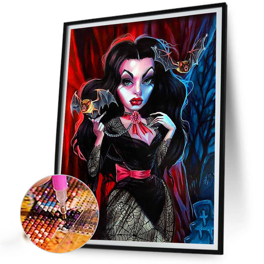 Diamond Painting - Full Round - Big Eyes Horror Girl and Bat (40*50CM)