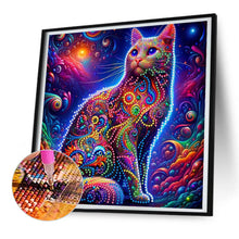 Load image into Gallery viewer, Diamond Painting - Partial Special Shaped - Colorful cat (30*30CM)