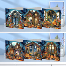 Load image into Gallery viewer, 6Pcs Special Shape Halloween House Diamond Painting Greeting Card Kit for Friend