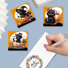 Load image into Gallery viewer, 6Pcs Special Shape Halloween Pumpkin Cat Diamond Painting Greeting Card Kit