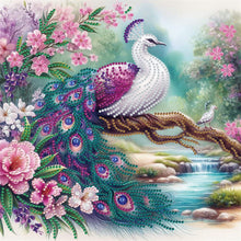 Load image into Gallery viewer, Diamond Painting - Partial Special Shaped - Peacock and Flowers (30*30CM)