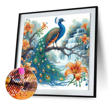 Load image into Gallery viewer, Diamond Painting - Partial Special Shaped - Peacock and Flowers (30*30CM)