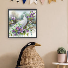 Load image into Gallery viewer, Diamond Painting - Partial Special Shaped - White Peacock and Flowers (30*30CM)