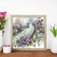 Load image into Gallery viewer, Diamond Painting - Partial Special Shaped - White Peacock and Flowers (30*30CM)