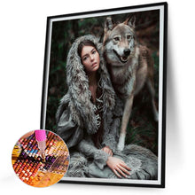 Load image into Gallery viewer, Diamond Painting - Full Round - Indian wolf and girl (30*40CM)