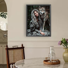 Load image into Gallery viewer, Diamond Painting - Full Round - Indian wolf and girl (30*40CM)