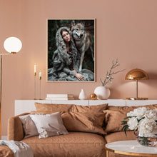 Load image into Gallery viewer, Diamond Painting - Full Round - Indian wolf and girl (30*40CM)