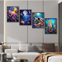 Load image into Gallery viewer, 4pcs Round Diamond Painting Set - Ocean animals (30*40CM)