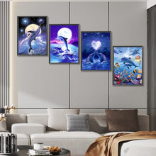 Load image into Gallery viewer, 4pcs Round Diamond Painting Set - Dolphin in the moonlight (30*40CM)