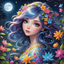 Load image into Gallery viewer, AB Diamond Painting - Full Round - Beautiful girl at night (40*40CM)
