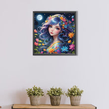 Load image into Gallery viewer, AB Diamond Painting - Full Round - Beautiful girl at night (40*40CM)