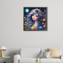 Load image into Gallery viewer, AB Diamond Painting - Full Round - Beautiful girl at night (40*40CM)