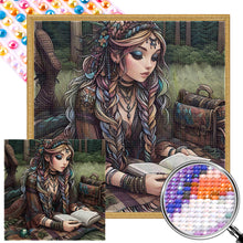 Load image into Gallery viewer, AB Diamond Painting - Full Round - Reading girl in the forest (40*40CM)