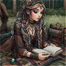 Load image into Gallery viewer, AB Diamond Painting - Full Round - Reading girl in the forest (40*40CM)