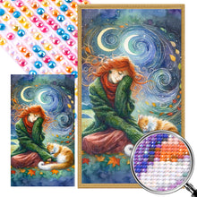 Load image into Gallery viewer, AB Diamond Painting - Full Round - Girl and kitten (40*70CM)