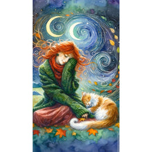 Load image into Gallery viewer, AB Diamond Painting - Full Round - Girl and kitten (40*70CM)