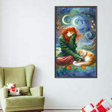Load image into Gallery viewer, AB Diamond Painting - Full Round - Girl and kitten (40*70CM)