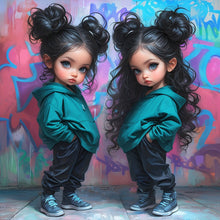 Load image into Gallery viewer, Diamond Painting - Full Round - Black Hip Hop Girl (40*40CM)