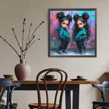 Load image into Gallery viewer, Diamond Painting - Full Round - Black Hip Hop Girl (40*40CM)
