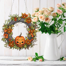 Load image into Gallery viewer, Halloween Pumpkin 5D DIY Diamond Painting Wreath Pendant for Garden Window Decor