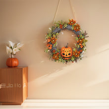 Load image into Gallery viewer, Halloween Pumpkin 5D DIY Diamond Painting Wreath Pendant for Garden Window Decor