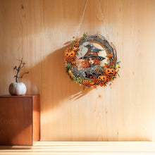 Load image into Gallery viewer, Halloween Pumpkin 5D DIY Diamond Painting Wreath Pendant for Garden Window Decor