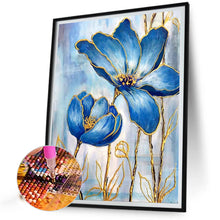 Load image into Gallery viewer, Diamond Painting - Full Round - Golden Blue Flower (40*50CM)