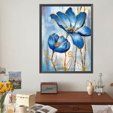 Load image into Gallery viewer, Diamond Painting - Full Round - Golden Blue Flower (40*50CM)