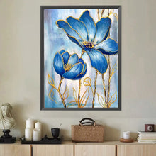 Load image into Gallery viewer, Diamond Painting - Full Round - Golden Blue Flower (40*50CM)