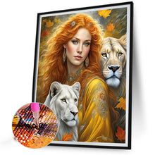 Load image into Gallery viewer, Diamond Painting - Full Round - Lion and Girl (40*50CM)