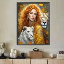Load image into Gallery viewer, Diamond Painting - Full Round - Lion and Girl (40*50CM)