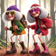 Load image into Gallery viewer, Diamond Painting - Full Round - Mountain climbing old lady Milk (40*40CM)