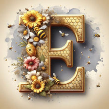 Load image into Gallery viewer, Diamond Painting - Full Round - Bee and flower alphabet E (30*30CM)