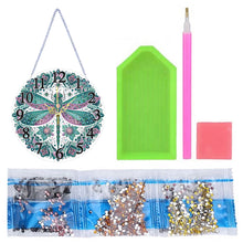 Load image into Gallery viewer, Acrylic Special Shaped Dragonfly 5D Diamond Painting Hanging Clock Art Craft