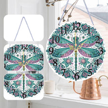 Load image into Gallery viewer, Acrylic Special Shaped Dragonfly 5D Diamond Painting Hanging Clock Art Craft