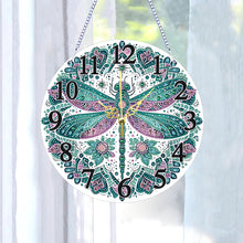 Load image into Gallery viewer, Acrylic Special Shaped Dragonfly 5D Diamond Painting Hanging Clock Art Craft