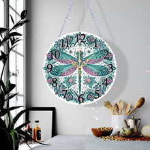 Load image into Gallery viewer, Acrylic Special Shaped Dragonfly 5D Diamond Painting Hanging Clock Art Craft
