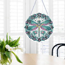 Load image into Gallery viewer, Acrylic Special Shaped Dragonfly 5D Diamond Painting Hanging Clock Art Craft