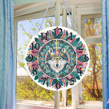 Load image into Gallery viewer, Acrylic Special Shaped Wolf 5D Diamond Painting Hanging Clock Art Craft