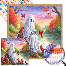 Load image into Gallery viewer, AB Diamond Painting - Full Round - Halloween ghost and cardinal (40*40CM)