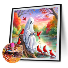 Load image into Gallery viewer, AB Diamond Painting - Full Round - Halloween ghost and cardinal (40*40CM)