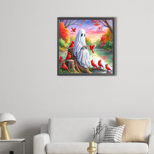 Load image into Gallery viewer, AB Diamond Painting - Full Round - Halloween ghost and cardinal (40*40CM)